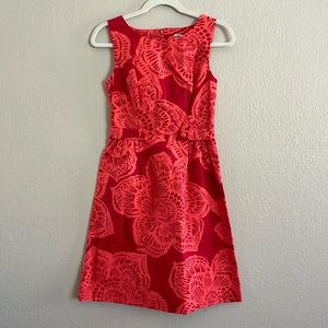 Anthropologie Tabitha Coral and Red Floral Sheath Dress